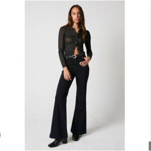 Rollas Pants Womens 26 Black Eastcoast Flare Velvet High Rise Corduroy